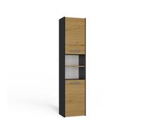 CDF Meuble de Salle de Bain - Colonne de Rangement étroite 40 x 30 x 170 cm avec Porte et étagères - Armoire Haute Moderne pour Salle de Bain - Anthracite/Chêne Artisan
