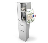 CDF Meuble de Salle de Bain - Colonne de Rangement étroite 40 x 30 x 170 cm avec Porte et étagères - Armoire Haute Moderne pour Salle de Bain - Blancs