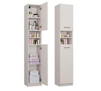 CDF Meuble de Salle de Bain Colonne Haute Armoire de Rangement Étroite pour Salle d'eau Buanderie avec Portes et Étagères Design Moderne 32 x 30 x 180 cm - Cachemire (Beige)