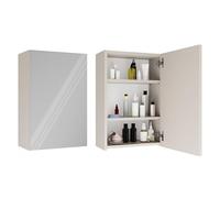 CDF Meuble de Salle de Bain Suspendu avec Double Miroir Armoire de Toilette Murale 2 Portes 3 Étagères au-Dessus du Lavabo Spacieux 60 x 60 x 22 cm - Cachemire (Beige)