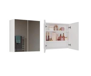 CDF Meuble de Salle de Bain Suspendu avec Double Miroir Armoire de Toilette Murale 2 Portes 3 Étagères au-Dessus du Lavabo Spacieux 60 x 60 x 22 cm - Blanc