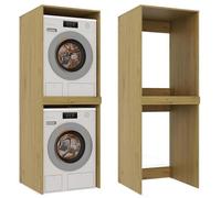 CDF Meuble Machine à Laver et Sèche-Linge Double Chêne Artisan 64x64x180 cm | Rangement vertical, pour appareils superposés, buanderie, salle de bains, cuisine, organisation domestique