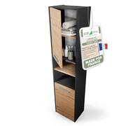 CDF Meuble de Salle de Bain - Colonne de Rangement étroite 40 x 30 x 170 cm avec Porte et étagères - Armoire Haute Moderne pour Salle de Bain - Anthracite/Chêne Artisan