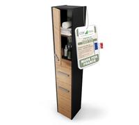 CDF Meuble de Salle de Bain - Colonne de Rangement étroite 30 x 30 x 170 cmavec Porte et étagères - Armoire Haute Moderne pour Salle de Bain - Anthracite/Chêne Artisan