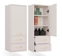 CDF Meuble Salle De Bain Nina W1D2S Cachemire 2 Tiroirs 3 Étagères | 3 étagères, 2 tiroirs, panneau de particules 16 mm, finition mate, 35 x 90 x 30 cm, montage soi-même, poids 18 kg