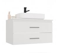 CDF Meuble sous Lavabo Salle de Bain Suspendu 80 cm - Blanc 2 Tiroirs | Fixation Murale, Rangement pour Articles de Toilette, Façade Lisse, Poignées, Accessoires de Toilette, Usage Quotidien