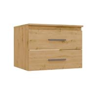 CDF Meuble sous Vasque Colonne Bains Tiroir Lavabo 60 cm Chêne Artisan | 2 tiroirs, panneau de particules 16 mm, 60x50x45 cm, montage soi-même, garantie 2 ans, poids 19 kg, moderne, étroit, pratique
