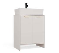 CDF Meuble sous Vasque Nina 2DUM Cachemire 2 Portes 60 cm | 2 étagères, panneau de particules 16 mm, finition mate, 60 x 74 x 40 cm, montage soi-même, poids 19,5 kg