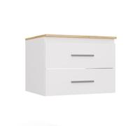 CDF Meuble sous-Vasque Suspendu Nel 60 Blanc Chêne Artisan 2 Tiroirs | panneau de particules 16 mm, finition mate, blanc, 60 x 45 x 50 cm, montage soi-même, poids 19 kg, charge 25 kg