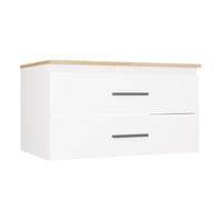 CDF Meuble sous-Vasque Suspendu Nel 80 Blanc Chêne Artisan 2 Tiroirs | panneau de particules 16 mm, finition mate, blanc, 80 x 45 x 50 cm, montage soi-même, poids 23,3 kg, charge 30 kg