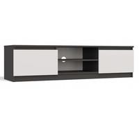 CDF Meuble TV - Avec guide-câbles et façades push-to-open - 140 cm - Pour salon, chambre à coucher - Espace pour plantes décoratives - Blanc anthracite RTV140