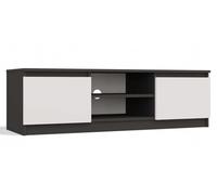 CDF Meuble TV - Meuble TV avec guide-câbles et façades push-to-open - 120 cm - Meuble TV bas pour salon, chambre à coucher - Espace pour plantes décoratives - Anthracite blanc RTV120