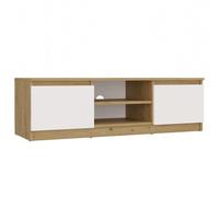 CDF Meuble TV - Meuble TV avec guide-câbles et façades push-to-open - 120 cm - Meuble TV bas pour salon, chambre à coucher - Espace pour plantes décoratives - Chêne Artisan blanc RTV120
