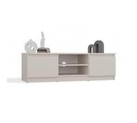 CDF Meuble TV Moderne Banc TV de Salon Support Multimédia avec Rangement et Passage de Câbles Design Scandinave sans Poignées pour Salon et Bureau 120 x 40 x 36 cm - Cachemire