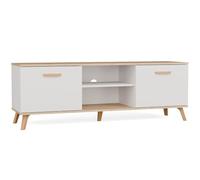 CDF Meuble TV Olympo Blanc Chêne Artisan Banc Télé Salon 150 cm | panneau de particules 16 mm, finition mate, blanc et chêne artisan, 150 x 52 x 40 cm, montage soi-même, poids 28,5 kg