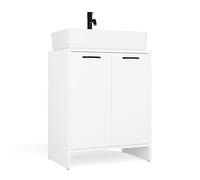 CDF Meuble Vasque avec Portes, Meuble de Salle de Bain, mobilier de Salle de Bain Moderne, Meuble de Salle de Bain Gain de Place, Largeur 60 cm - Nina 2DUM Blanc