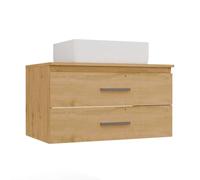 CDF Meuble Vasque Lavabo Bains Tiroir Céramique Salle 80 cm Chêne Artisan | 2 tiroirs, panneau de particules 16 mm, finition mat, 80x50x45 cm, montage soi-même, garantie 2 ans, poids 23,5 kg, entretien