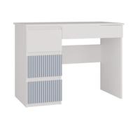 CDF Mijas Bureau d'ordinateur moderne avec support de bureau gauche 4 tiroirs étagères organisateur pour étude et de travail pour étudiant et étudiant ergonomique blanc 98 cm - devant bleu