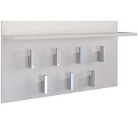 CDF Porte-manteau Mural avec Étagère Vestiaire d'Entrée Panneau avec 7 Crochets Solides Patère Murale pour Couloir Bureau et Chambre Design Moderne 70 x 20 x 40 cm - Blanc