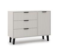 CDF Scandi 1D3S Slim Commode à 3 tiroirs et 1 porte pour salon, chambre à coucher, couloir, design moderne avec façades rainurées, grand espace de rangement, buffet avec tiroirs