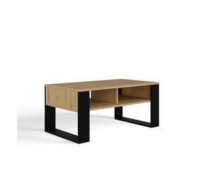 CDF Table Basse Moderne 2P Chene Artisan Noir Design Salon Rangement Etagere rectangulaire 90 x 58 x 50 cm Meuble Contemporain Stable Pratique avec Finition élégante et Espace de Rangement