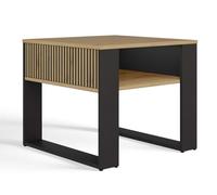 CDF Table basse moderne 2P Mini Slim | Couleur : chêne Artisan noir | Banc moderne pour un salon, une chambre, un bureau | Forme : carré rectangulaire | Étagère pour petits objets, journaux, magazines
