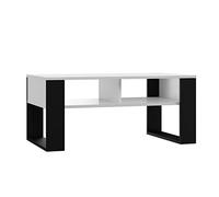 CDF Table Basse Moderne Loft avec 2 Étagères de Rangement Table de Salon Plateau Résistant Industriel 90 x 58 x 50 cm -Blanc/Noir