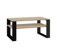 CDF Table Basse Moderne Loft avec Étagère de Rangement Table de Salon Plateau Résistant Industriel 90 x 58 x 50 cm - Chêne Sonoma/Noir