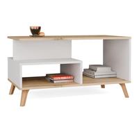 CDF Table Basse Olympo Blanc Chêne Artisan Salon Scandinave 90 cm | panneau de particules 16 mm, finition mate, blanc et chêne artisan, 90 x 49 x 48 cm, montage soi-même, poids 18 kg