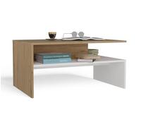 CDF Table basse Rectangle pour salon chambre bureau bureau bureau chambre à coucher meuble carré pour livres documents décoration - banc moderne design Boston chêne blanc artisan