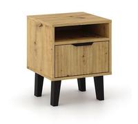 CDF Table de chevet 1 tiroir - Table de chevet pour chambre à coucher avec tiroir et étagère avant en chêne Artisan 1S Slim
