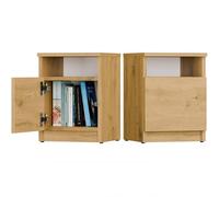 CDF Table de chevet avec 1 porte étagère commode avec espace de rangement ouvert - meuble auxiliaire pour salon, chambre à coucher, bureau ou couloir - chêne artisan 30 cm