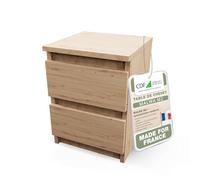 CDF Table de Chevet Étroite avec 2 Tiroirs - Chêne Artisan pour Chambre | Pour salon, pour bureau, espace de rangement intérieur, organisation quotidienne, meuble d'appoint compact
