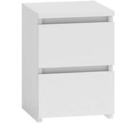 CDF Table de Nuit M2 Malwa, Table de Nuit | Couleur : Blanc | Idéal pour Chambre à Coucher, Chambre d'enfant, Adolescent | Deux tiroirs spacieux | Tiroirs sans poignées