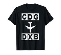 CDG vers DXB Route d'avion Paris Dubaï T-Shirt