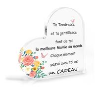 CDIXlmuz Cadeau Noël Mamie, Acrylique Heart Type Décoration - Idée Cadeaux de Noël pour Mamie Grand-mère Cadeau pour Mamie, Original Cadeaux Anniversaire Fete des Grand Mere Noel Bonne Fete Mamie