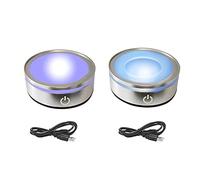 CDIYTOOL Lot de 2 bases lumineuses LED multicolores rondes pour boule de cristal 3D avec interrupteur tactile sensible (base concave et base plate)