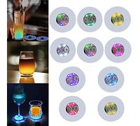 CDIYTOOL Lot de 20 sous-verres LED ronds avec lumières clignotantes pour bouteille de vin, liqueur, fêtes, bars (50 pièces)