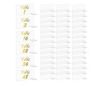 CDIYTOOL Lot de 48 marque-places rectangulaires en acrylique transparent avec 48 supports, feuilles vierges en acrylique pour noms d'invités, numéros de table pour décoration de table de fête de