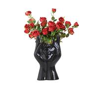 CDIYTOOL Vase en céramique pour visage, vase à fleurs noir pour décoration, forme féminine, demi-corps, vase minimaliste décoratif moderne de style nordique (A)