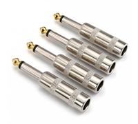 CDPMWVC Lot de 4 fiches à souder 1/4 TS à pointe dorée nickelée pour | Lot de 4 connecteurs jack mono mâles en nickel - Contact doré - Compatible avec câble de 8 mm - Pour Fender Crown QSC Stage