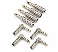 CDPMWVC Lot de 8 bouchons à souder TS à angle droit et droit pour pédalier | 4 câbles à angle droit et 4 connecteurs droits plaqués or nickelé de 8 mm pour guitaristes pour Fender Marshall Boss Studio
