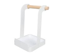 CDQL Support de Couvercle de Casserole, Support de Couvercle de Casserole en Métal, Support de Louche de Tour, Support Multifonction en Bois pour Bassin en Fer Antidérapant, (Blanc)