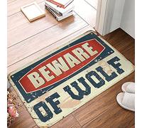 CDSS Accessoires et décoration Man Cave - Tapis « Beware of Wolf » - Cadeau amusant pour patron (50 x 80 cm)