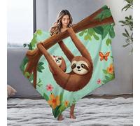 CDSS Bluey Couverture imperméable en flanelle Motif paresseux d'arbre dans une jungle colorée 127 x 100 cm