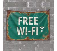CDSS Décoration de cuisine amusante Wi-Fi gratuit disponible ici Tapisserie Tapastry'S Wall Hanging Home Bar Decor (100 x 150 cm)