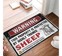 CDSS Décoration de porte de chambre à coucher avec inscription « Warning This Property Is Protected By A Highly Trained Sheep Doormat Man Cave Decorations » (65 x 90 cm)