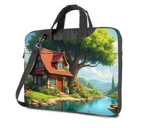 CDSS Sac à dos noir Idyllic Cottage By The River pour ordinateur portable sac à dos pour homme et femme, couleur, 29x38cm