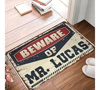 CDSS Tapis de bienvenue d'extérieur pour porte d'entrée Beware Of Mr. Lucas Paillasson d'automne pour porte d'entrée Décoration extérieure (40 x 60 cm)