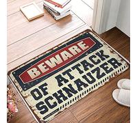 CDSS Tapis de bienvenue extérieur automne Beware Of Attack Schnauzer Paillasson amusant pour porte d'entrée drôle Ma(50 x 80 cm)